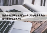 河南蜂巢区块链公司怎么样[河南蜂巢人力资源有限公司怎么样]